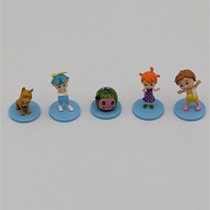 CoComelon Cake Topper Figure Lot 5pc Nina TomTom Blue Hat YoYo Bingo Logo